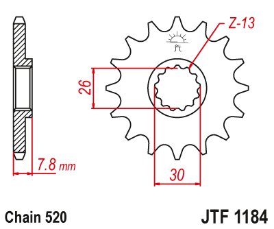 JTF1184 JT Sprockets plieninė priekinė žvaigždutė