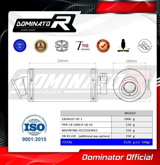 HO086DC-S Dominator exhaust silencer gp1