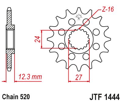 JTF1444 JT Sprockets plieninė priekinė žvaigždutė