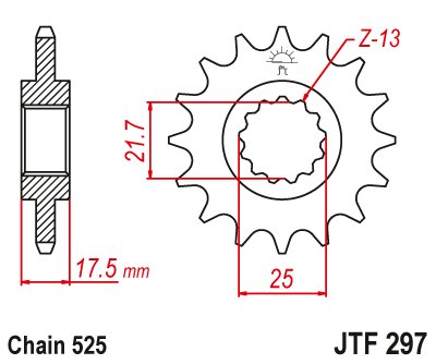 JTF297 JT Sprockets plieninė priekinė žvaigždutė