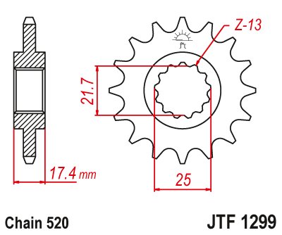 JTF1299 JT Sprockets plieninė priekinė žvaigždutė