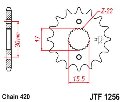 33215JT JT Sprockets priekinė žvaigždutė 15 dantukų žingsnis 420 jtf125615