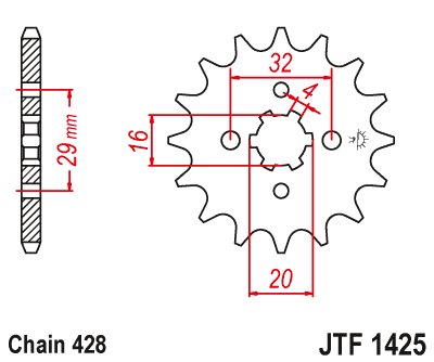 JTF1425 JT Sprockets plieninė priekinė žvaigždutė