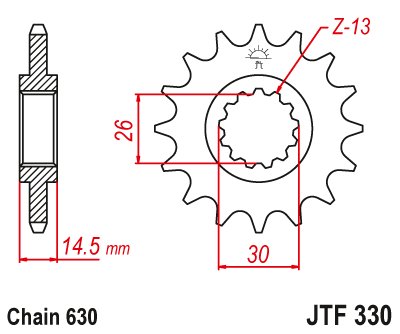 JTF330 JT Sprockets plieninė priekinė žvaigždutė