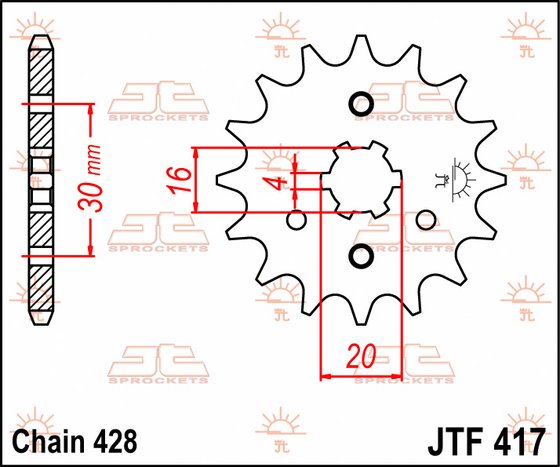 51714JT JT Sprockets priekinė žvaigždutė 14 dantų žingsnis 428 jtf41714