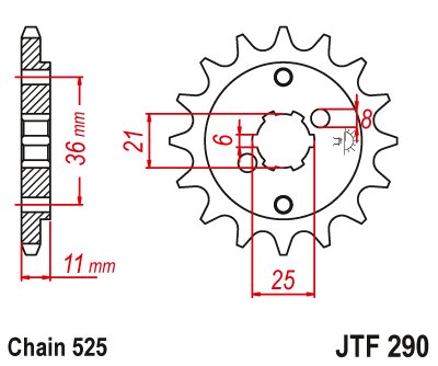 JTF290 JT Sprockets plieninė priekinė žvaigždutė