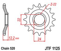 JTF1125 JT Sprockets plieninė priekinė žvaigždutė