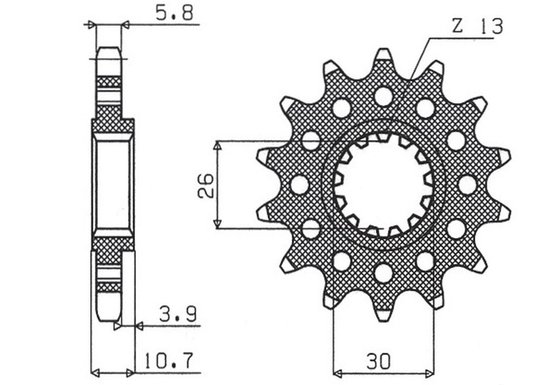 39516 SUNSTAR SPROCKETS 16t 520 pikio juodos spalvos plieno priekinė atsarginė žvaigždutė