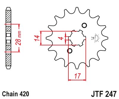 JTF247 JT Sprockets plieninė priekinė žvaigždutė