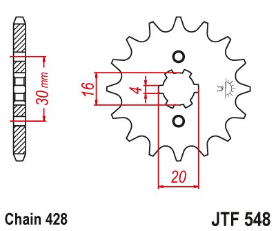 217714JT JT Sprockets priekinė žvaigždutė 14 dantų žingsnis 428 jtf54814