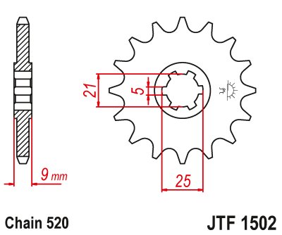 JTF1502 JT Sprockets plieninė priekinė žvaigždutė