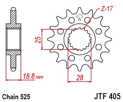 JTF405 JT Sprockets plieninė priekinė žvaigždutė