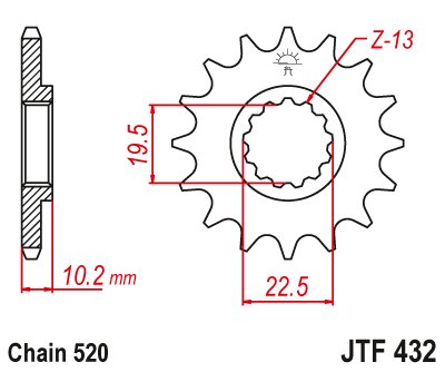 JTF432 JT Sprockets plieninė priekinė žvaigždutė