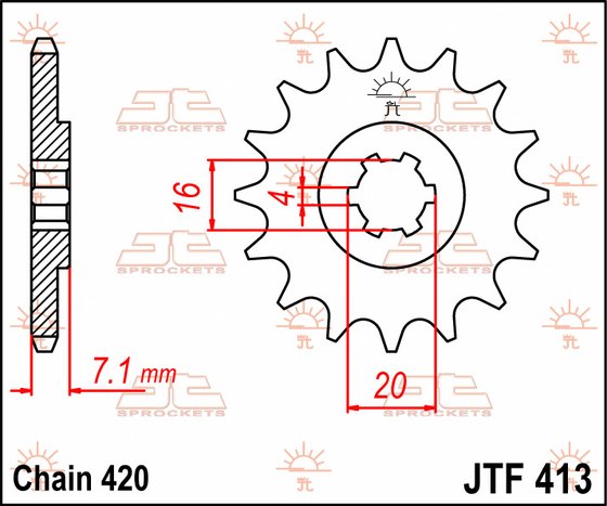 JTF413 JT Sprockets plieninė priekinė žvaigždutė