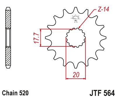 JTF564 JT Sprockets plieninė priekinė žvaigždutė