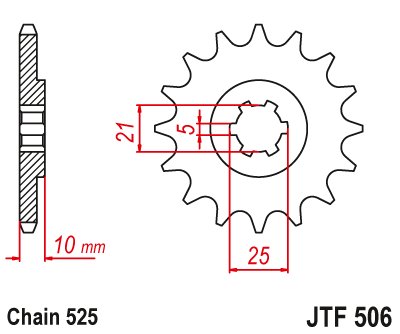 JTF506 JT Sprockets plieninė priekinė žvaigždutė