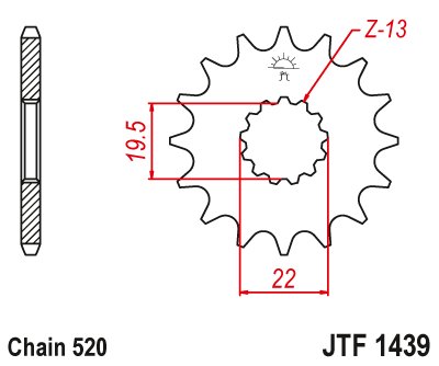 JTF1439 JT Sprockets plieninė priekinė žvaigždutė