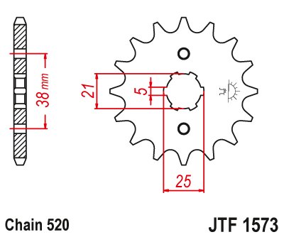 JTF1573 JT Sprockets plieninė priekinė žvaigždutė