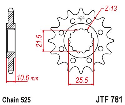 JTF781 JT Sprockets plieninė priekinė žvaigždutė