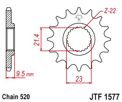 JTF1577 JT Sprockets plieninė priekinė žvaigždutė