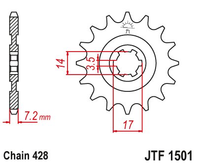 JTF1501 JT Sprockets plieninė priekinė žvaigždutė