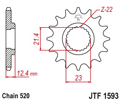 JTF1593 JT Sprockets plieninė priekinė žvaigždutė