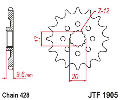 JTF1905 JT Sprockets plieninė priekinė žvaigždutė