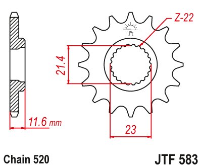 JTF583 JT Sprockets plieninė priekinė žvaigždutė