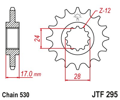 JTF295 JT Sprockets plieninė priekinė žvaigždutė