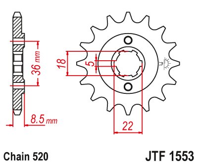 JTF1553 JT Sprockets plieninė priekinė žvaigždutė