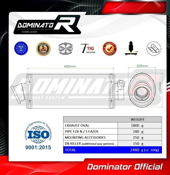 YA021DA-S Dominator exhaust silencer oval