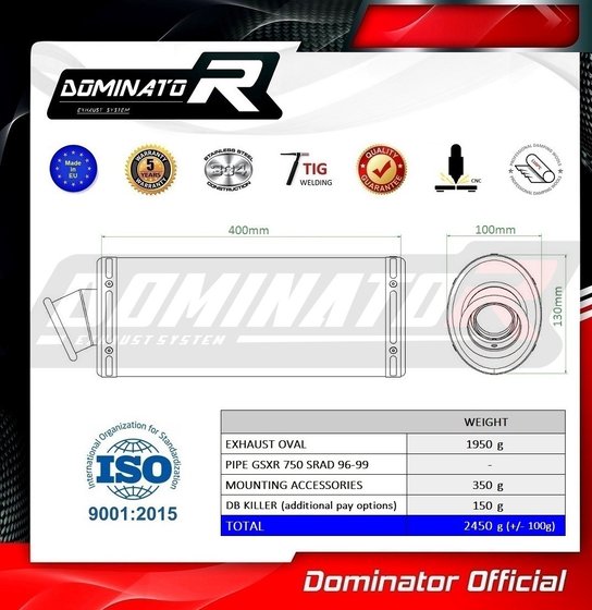 SU002DA-S Dominator exhaust silencer oval