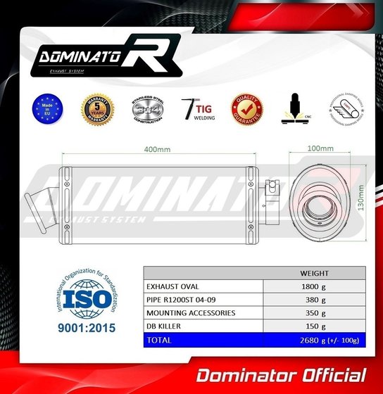 BW017DA-H Dominator homologated exhaust silencer oval