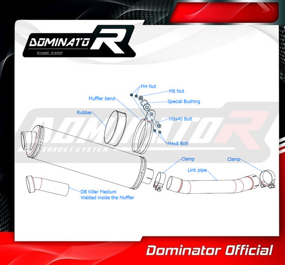 YA012DST-H Dominator homologated exhaust silencer round