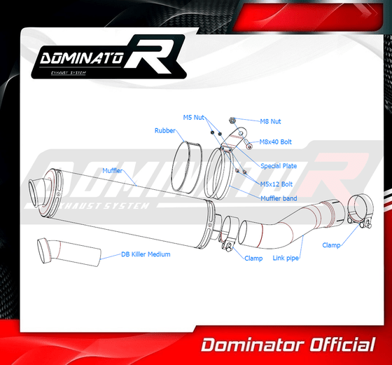 YA020DST-H Dominator homologated exhaust silencer round