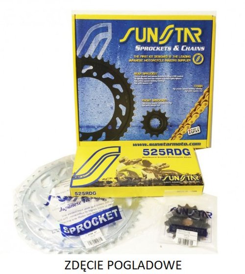 K525RDG023 SUNSTAR SPROCKETS plieninės grandinės rinkinys su x-ring performance pakaitine grandine xl600-700