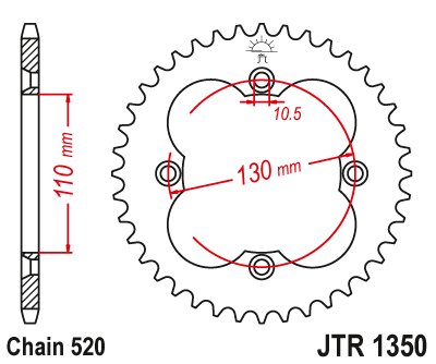 430339JT JT Sprockets galinė žvaigždutė 39 danties žingsnis 520 jtr135039