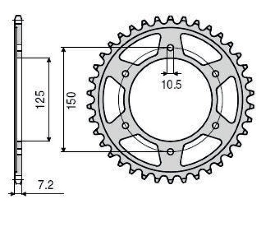 SUN1-4553-44 SUNSTAR SPROCKETS galinė žvaigždutė