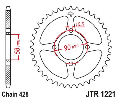 466945JT JT Sprockets grandininis ratas 45t žingsnis 428