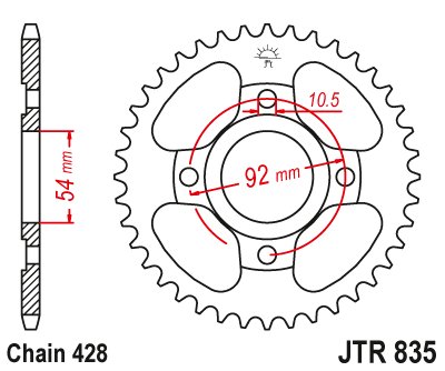 JTR835 JT Sprockets plieninė galinė žvaigždutė