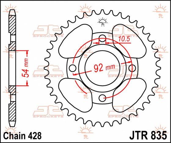 JTR835 JT Sprockets plieninė galinė žvaigždutė