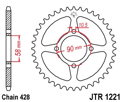 466945JT JT Sprockets grandininis ratas 45t žingsnis 428