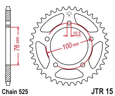 JTR15 JT Sprockets plieninė galinė žvaigždutė