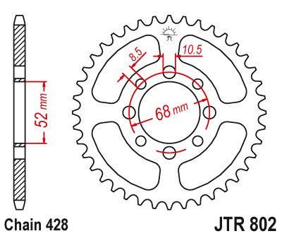 JTR802 JT Sprockets plieninė galinė žvaigždutė