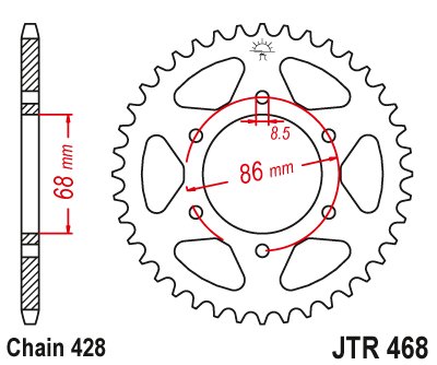 JTR468 JT Sprockets plieninė galinė žvaigždutė