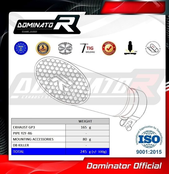 YA111DCC Dominator exhaust megaphone titanium gp3