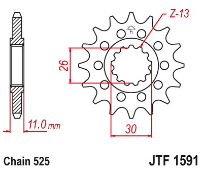 JTF1591 JT Sprockets plieninė priekinė žvaigždutė