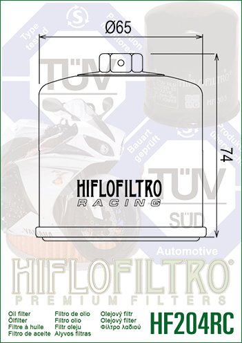 HF204RC Hiflofiltro našumo alyvos filtras (neprivalomas patobulinimas)