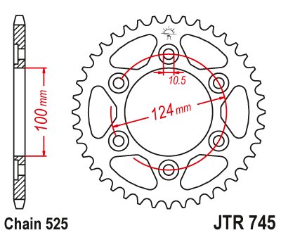 JTR745 JT Sprockets plieninė galinė žvaigždutė