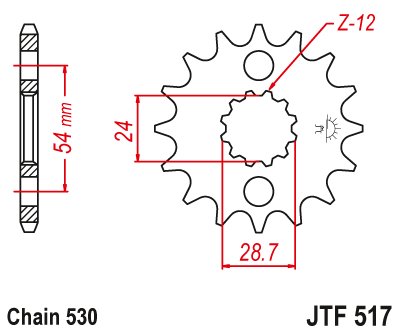 JTF517 JT Sprockets plieninė priekinė žvaigždutė